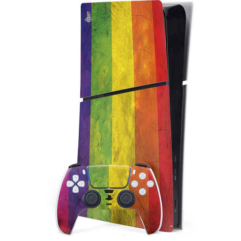 Distressed Rainbow Flag PS5 Slim Digital Edition Console Skin