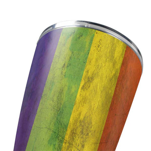 Distressed Rainbow Flag Yeti 20oz Tumbler Skin