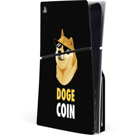 Doge Coin Crypto PS5 Slim Disk Console Skin