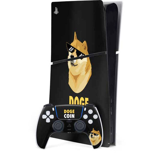 Doge Coin Crypto PS5 Slim Digital Edition Console Skin