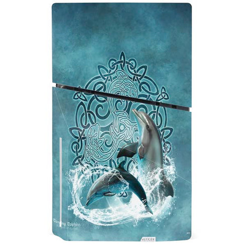 Dolphin Celtic Knot by Brigid Ashwood PS5 Slim Disk Bundle Skin