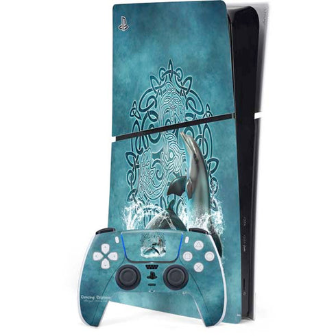 Dolphin Celtic Knot by Brigid Ashwood PS5 Slim Digital Edition Bundle Skin