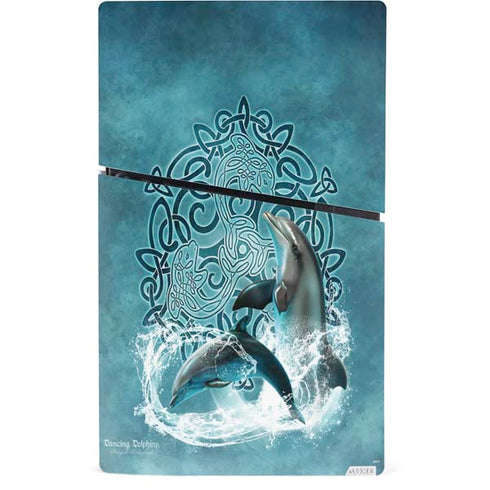 Dolphin Celtic Knot by Brigid Ashwood PS5 Slim Digital Edition Console Skin
