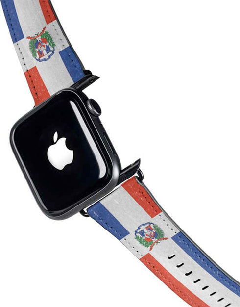 Dominican Republic Flag Distressed Apple Watch Band 42-44mm