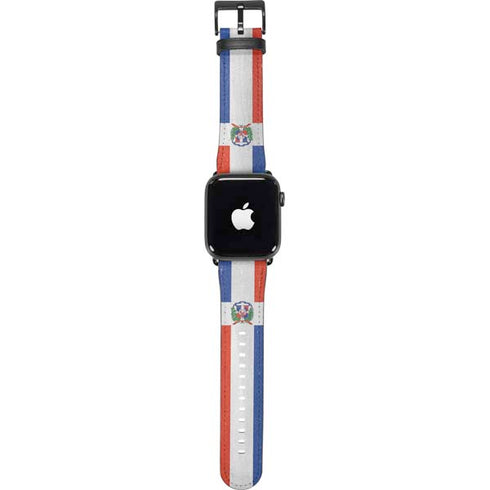 Dominican Republic Flag Distressed Apple Watch Band 42-44mm