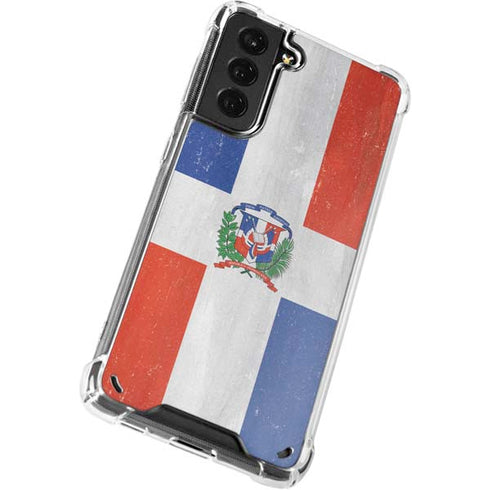 Dominican Republic Flag Distressed Galaxy S21 Plus 5G Clear Case