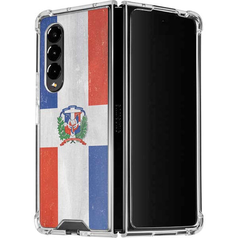 Dominican Republic Flag Distressed Galaxy Z Fold4 5G Clear Case