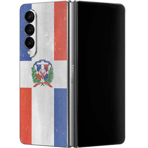 Dominican Republic Flag Distressed Galaxy Z Fold4 5G Skin