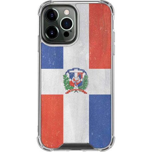 Dominican Republic Flag Distressed iPhone 13 Pro Max Clear Case