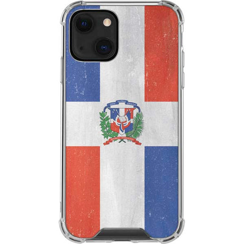 Dominican Republic Flag Distressed iPhone 15 Plus Clear Case