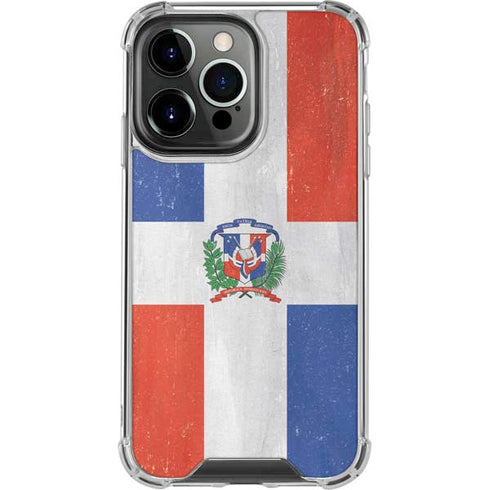 Dominican Republic Flag Distressed iPhone 14 Pro Clear Case