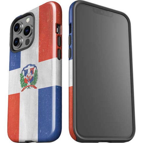 Dominican Republic Flag Distressed iPhone 14 Pro Impact Case