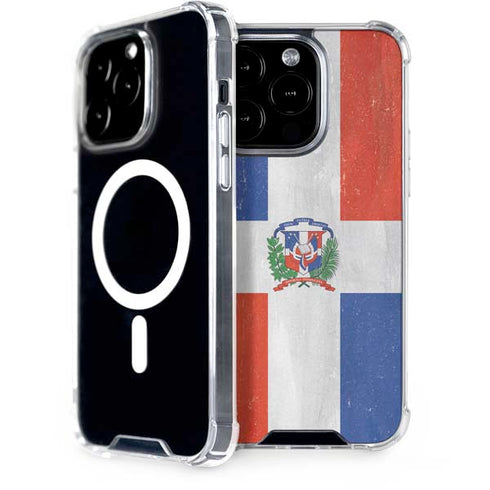 Dominican Republic Flag Distressed iPhone 14 Pro MagSafe Case
