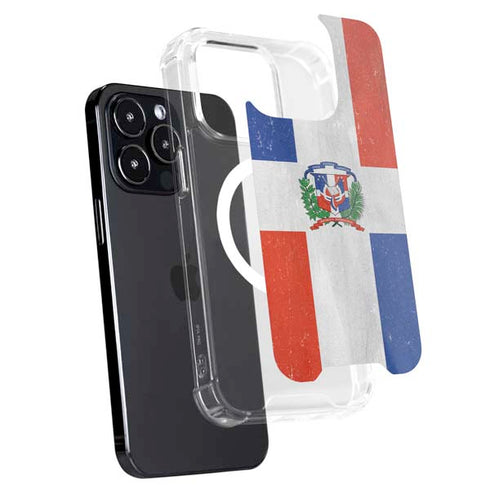 Dominican Republic Flag Distressed iPhone 14 Pro Max MagSafe Case