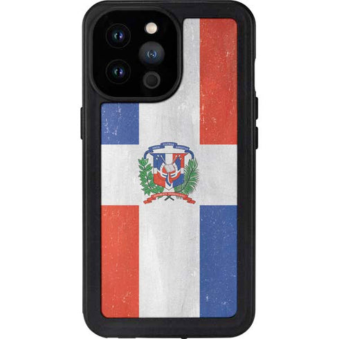 Dominican Republic Flag Distressed iPhone 14 Pro Max Waterproof Case