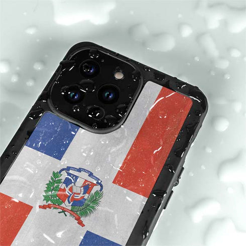 Dominican Republic Flag Distressed iPhone 14 Pro Waterproof Case