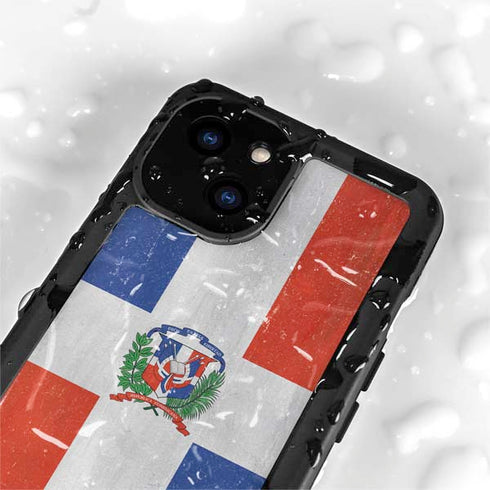 Dominican Republic Flag Distressed iPhone 15 Waterproof Case