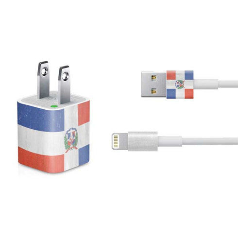 Dominican Republic Flag Distressed iPhone Charger (5W USB) Skin