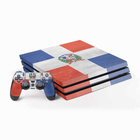 Dominican Republic Flag Distressed PS4 Pro Bundle Skin