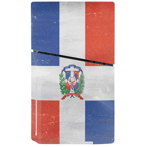 Dominican Republic Flag Distressed PS5 Slim Disk Console Skin