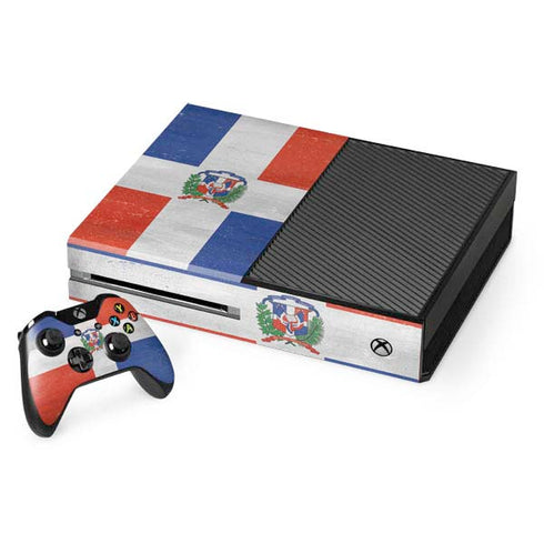 Dominican Republic Flag Distressed Xbox One Console and Controller Bundle Skin