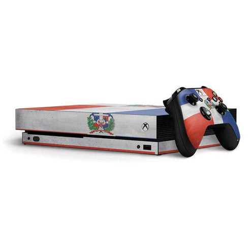 Dominican Republic Flag Distressed Xbox One X Bundle Skin