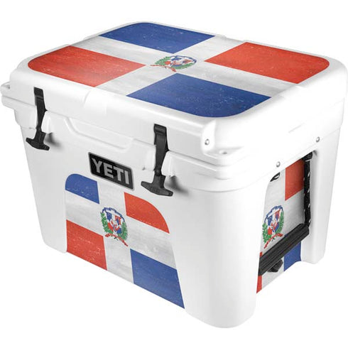 Dominican Republic Flag Distressed YETI Tundra 35 Hard Cooler Skin