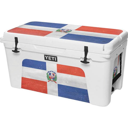 Dominican Republic Flag Distressed YETI Tundra 75 Hard Cooler Skin