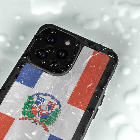 Dominican Republic Flag Faded iPhone 14 Pro Max Waterproof Case