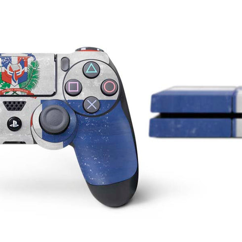 Dominican Republic Flag Faded PS4 Console and Controller Bundle Skin