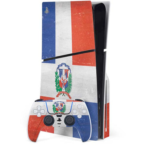 Dominican Republic Flag Faded PS5 Slim Disk Bundle Skin