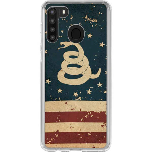 Dont Tread On Me American Flag Galaxy A21 Clear Case