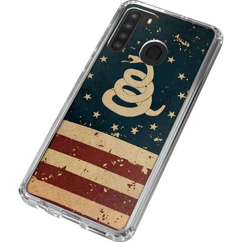 Dont Tread On Me American Flag Galaxy A21 Clear Case