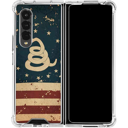 Dont Tread On Me American Flag Galaxy Z Fold4 5G Clear Case
