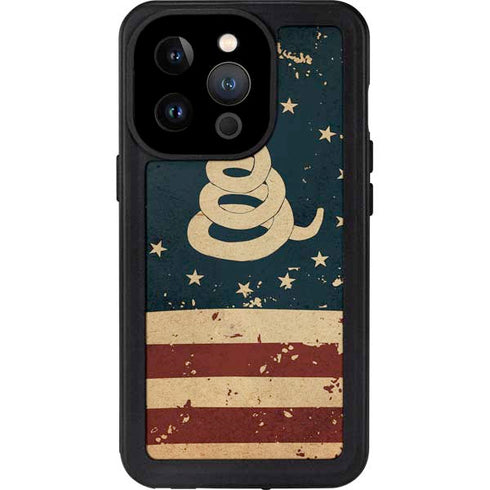 Dont Tread On Me American Flag iPhone 14 Pro Waterproof Case