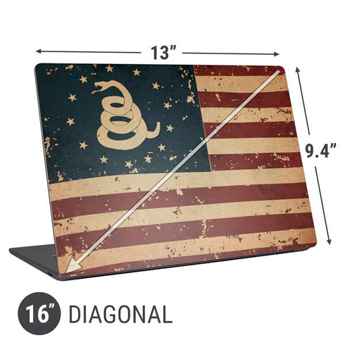 Dont Tread On Me American Flag Universal Laptop 16in (13 x 9.4in) Skin