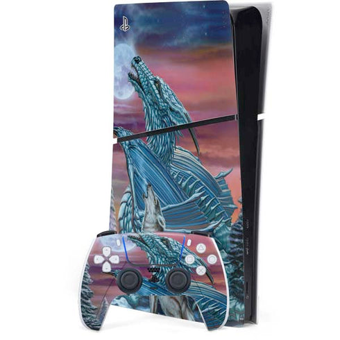 Dragon and the Wolf by Ed Beard Jr PS5 Slim Digital Edition Console Skin