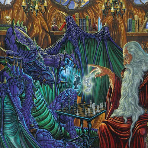 Ed Beard Jr. Dragon and Wizard Playing Chess Nintendo 2DS XL (2017) Skin