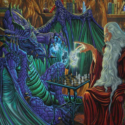 Dragon and Wizard Playing Chess by Ed Beard Jr Dell Alienware Skin