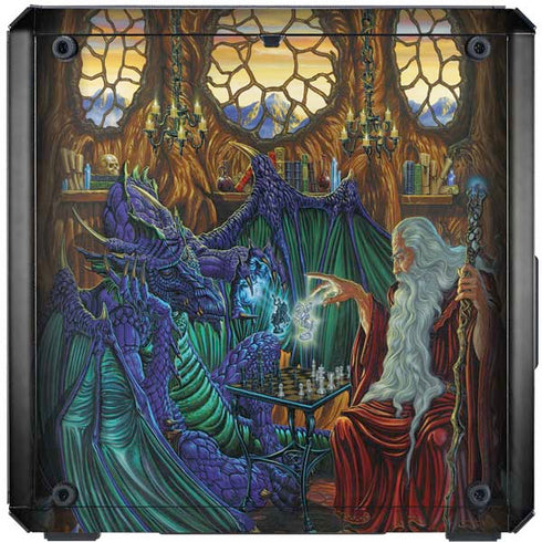 Ed Beard Jr. Dragon and Wizard Playing Chess Cooler Master MasterBox Q300L Mini Tower Skin