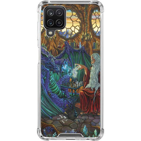 Ed Beard Jr. Dragon and Wizard Playing Chess Galaxy A12 Clear Case