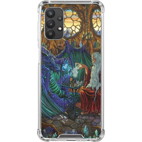 Ed Beard Jr. Dragon and Wizard Playing Chess Galaxy A32 5G Clear Case