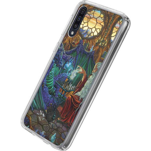 Ed Beard Jr. Dragon and Wizard Playing Chess Galaxy A50 Clear Case