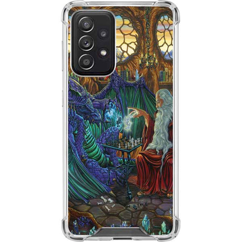 Ed Beard Jr. Dragon and Wizard Playing Chess Galaxy A52 5G Clear Case