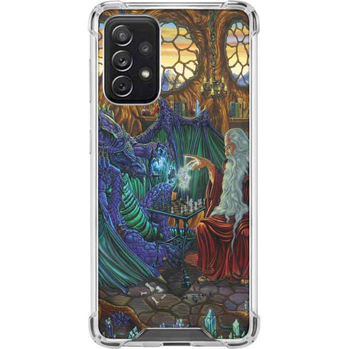 Ed Beard Jr. Dragon and Wizard Playing Chess Galaxy A72 5G Clear Case