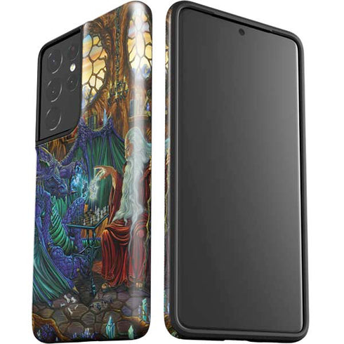 Ed Beard Jr. Dragon and Wizard Playing Chess Galaxy S21 Ultra 5G Pro Case