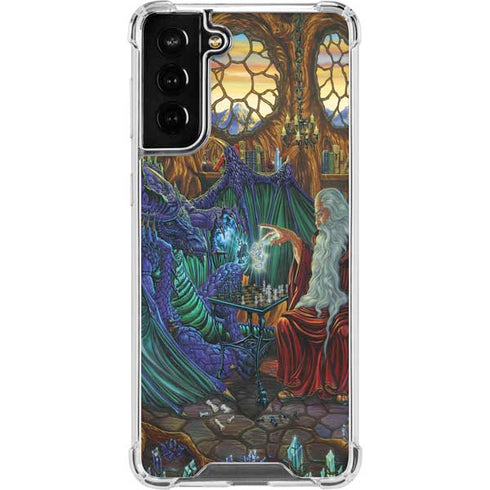 Ed Beard Jr. Dragon and Wizard Playing Chess Galaxy S22 Plus Clear Case