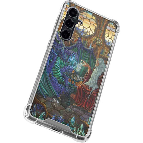 Dragon and Wizard Playing Chess by Ed Beard Jr Galaxy S23 FE Clear Case