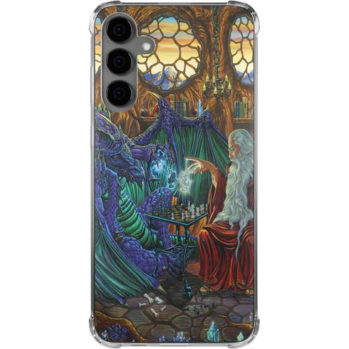 Dragon and Wizard Playing Chess by Ed Beard Jr Galaxy S24 Plus Clear Case