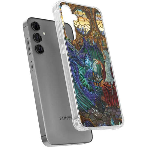 Dragon and Wizard Playing Chess by Ed Beard Jr Galaxy S24 Plus Clear Case